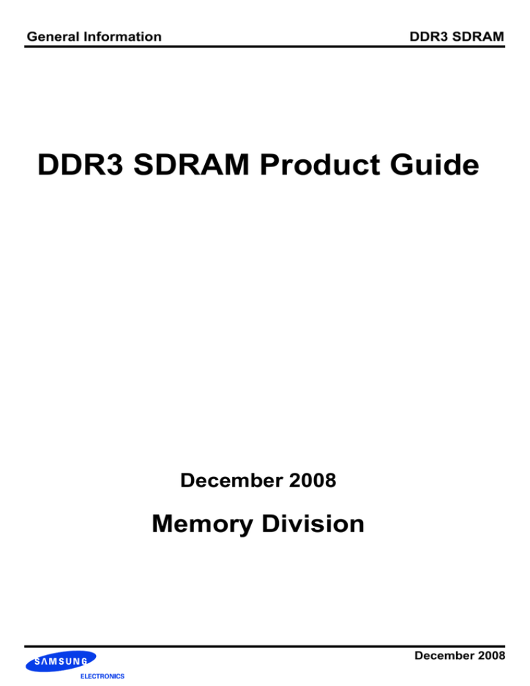 Samsung 1GB, DDR III SDRAM, 1066MHz, CL7, 2GB, DDR III SDRAM, 1066MHz, CL7, 1GB, DDR III SDRAM, 1333MHz, CL9, 2GB, DDR III SDRAM, 1333MHz, CL9 User guide Samsung 1GB, DDR III SDRAM, 1066MHz, CL7, 2GB, DDR III SDRAM, 1066MHz, CL7, 1GB, DDR III SDRAM, 1333MHz, CL9, 2GB, DDR III SDRAM, 1333MHz, CL9 User guide
