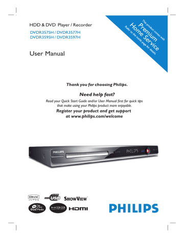 Philips DVDR3577H User manual Philips DVDR3577H User manual