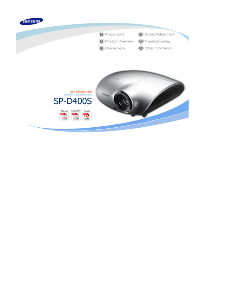 Samsung SP-D400SG, D400S, SP-D400, D400, SP-D400S DLP Projector, 1Demo Free, SP-D400S User manual Samsung SP-D400SG, D400S, SP-D400, D400, SP-D400S DLP Projector, 1Demo Free, SP-D400S User manual