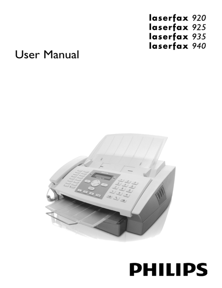 Philips Laserfax 935, Laserfax 920, Laserfax 925, LPF935 User manual Philips Laserfax 935, Laserfax 920, Laserfax 925, LPF935 User manual