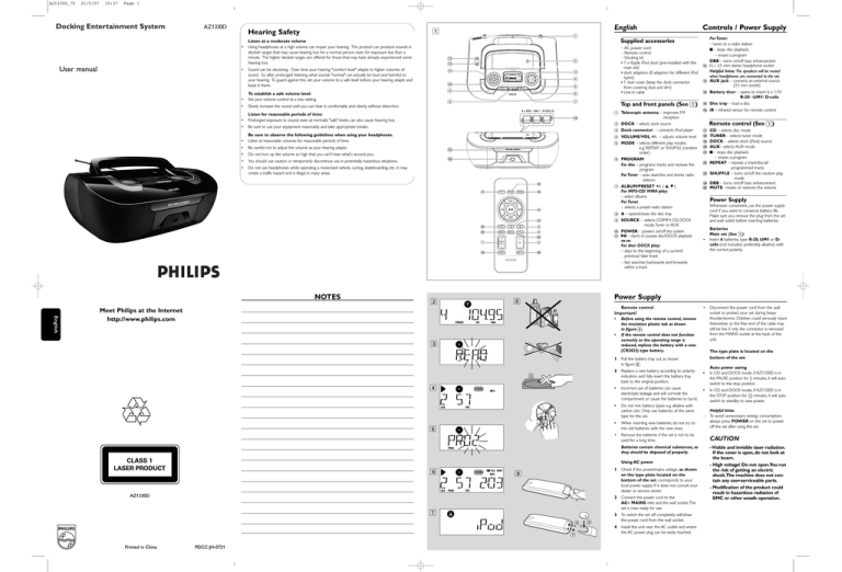 Philips AZ1330D/79, AZ1330D Docking Entertainment System User manual Philips AZ1330D/79, AZ1330D Docking Entertainment System User manual
