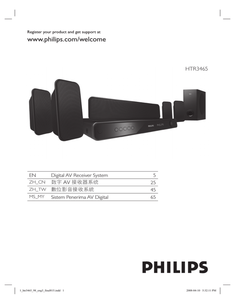 Philips HTR3465/98, HTR3465 Specification Philips HTR3465/98, HTR3465 Specification