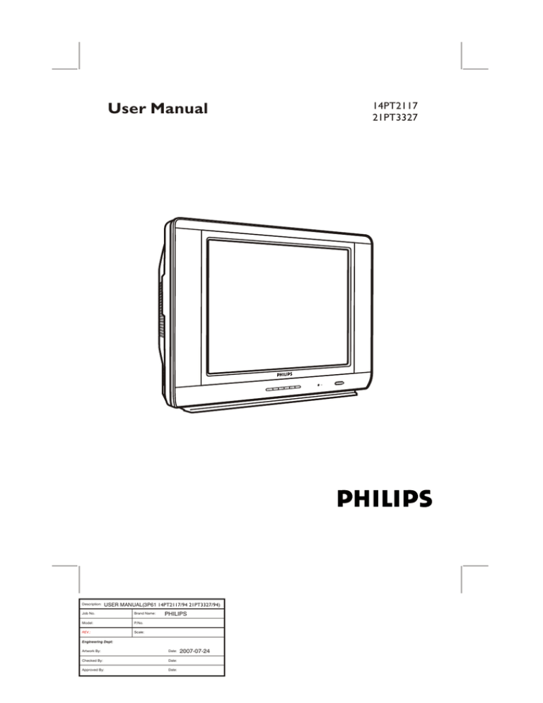 Philips 21PT3327/94, 14PT2117, 14PT2117/94 User manual Philips 21PT3327/94, 14PT2117, 14PT2117/94 User manual