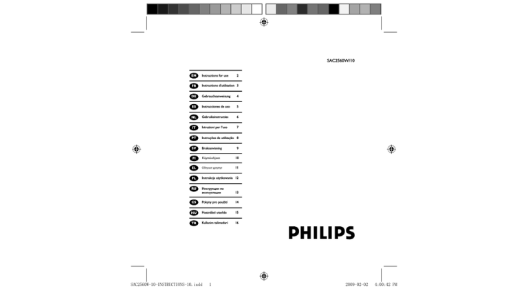 Philips SAC2560W/10, SAC2560W Specification Philips SAC2560W/10, SAC2560W Specification