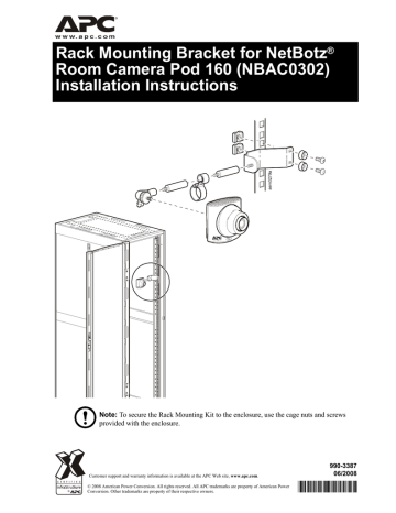 APC Rack Mounting Bracket for NetBotz Camera Pod 160 Installation Instructions | Manualzz APC Rack Mounting Bracket for NetBotz Camera Pod 160 Installation Instructions | Manualzz