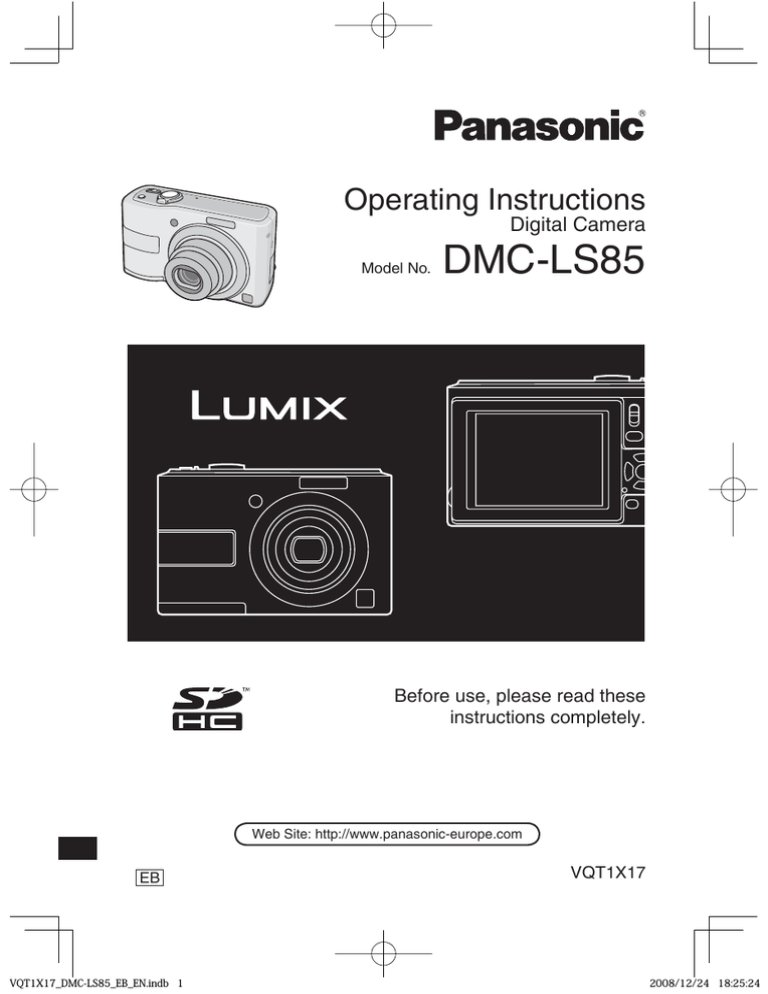 Panasonic DMC-LS85 Operating instructions Panasonic DMC-LS85 Operating instructions