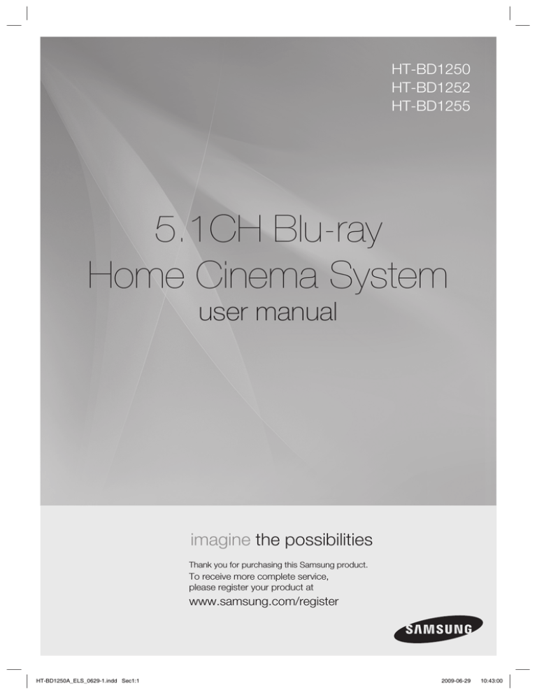 Samsung HT-BD1250, HT-BD1252, HT-BD1250R, HT-BD1255 User manual Samsung HT-BD1250, HT-BD1252, HT-BD1250R, HT-BD1255 User manual
