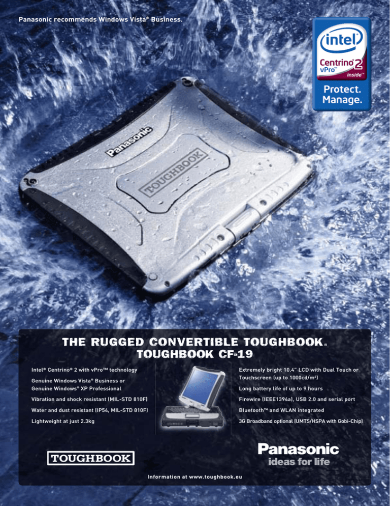Panasonic CF-19 Specification Panasonic CF-19 Specification