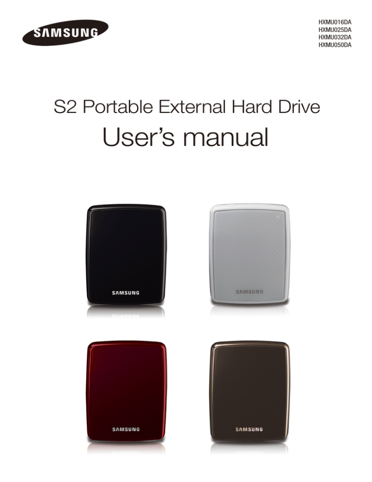 Samsung 160GB S2 Portable HDD, S2, 160GB, S2 Portable 640 GB User manual Samsung 160GB S2 Portable HDD, S2, 160GB, S2 Portable 640 GB User manual