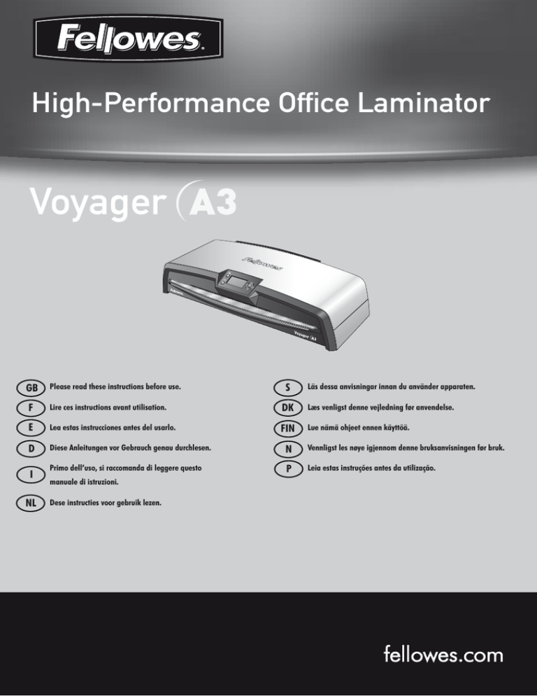 Fellowes Voyager A3/125 Datasheet Fellowes Voyager A3/125 Datasheet