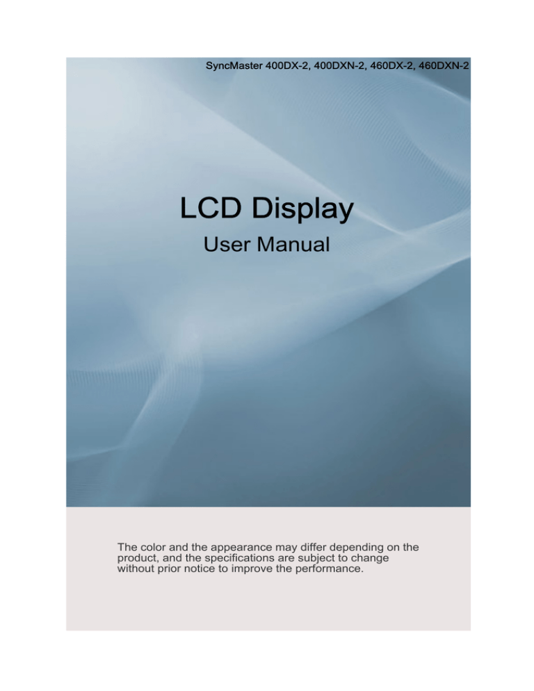 Samsung 400DX-2, 460DX-2, SyncMaster 460DX-2, 400DXN-2 User manual Samsung 400DX-2, 460DX-2, SyncMaster 460DX-2, 400DXN-2 User manual