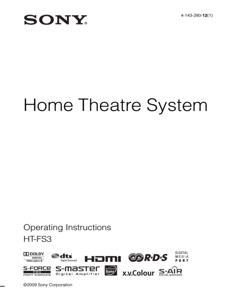 Sony BDV-360FS, HT-FS3 Operating instructions Sony BDV-360FS, HT-FS3 Operating instructions