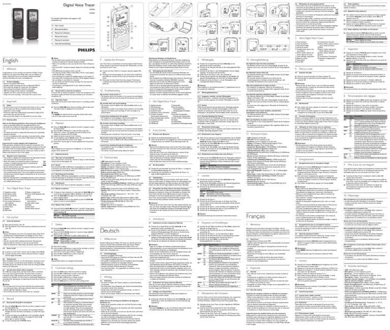 Philips Digital Voice Tracer 602, LFH0622, LFH0622/00, LFH0602/00 User manual Philips Digital Voice Tracer 602, LFH0622, LFH0622/00, LFH0602/00 User manual