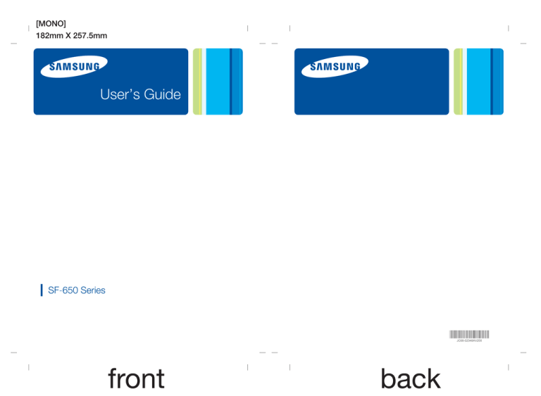 Samsung CF-650, SF-650 User's guide Samsung CF-650, SF-650 User's guide