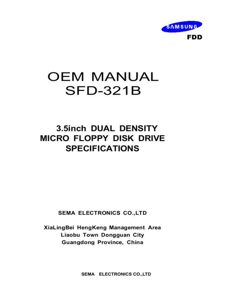 Samsung SFD-321B/LFHSE Specification Samsung SFD-321B/LFHSE Specification