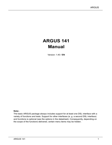 Argus 141 Datasheet | Manualzz