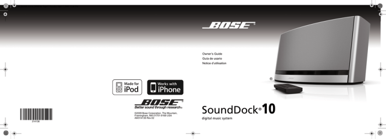 Bose SoundDock 10, SoundDock 10 Bluetooth, SoundDock 10 digital music system, SoundDock 10 digital music Operating instructions Bose SoundDock 10, SoundDock 10 Bluetooth, SoundDock 10 digital music system, SoundDock 10 digital music Operating instructions
