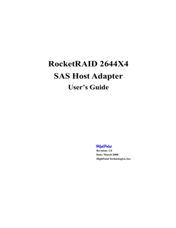 Highpoint RocketRAID 2644x4 User's Guide | Manualzz
