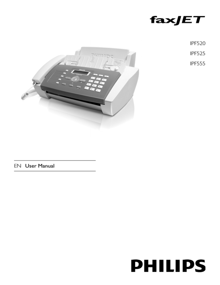 Philips IPF555/GBB, IPF 555 Fax Jet, IPF525/GBB, IPF525, Faxjet 525 User manual Philips IPF555/GBB, IPF 555 Fax Jet, IPF525/GBB, IPF525, Faxjet 525 User manual