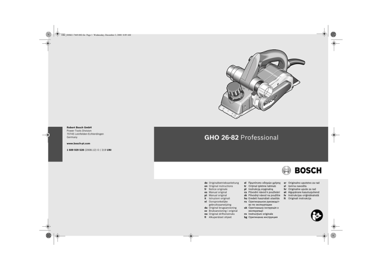Bosch GHO 26-82 Hobel, GHO 26-82 Operating instructions Bosch GHO 26-82 Hobel, GHO 26-82 Operating instructions