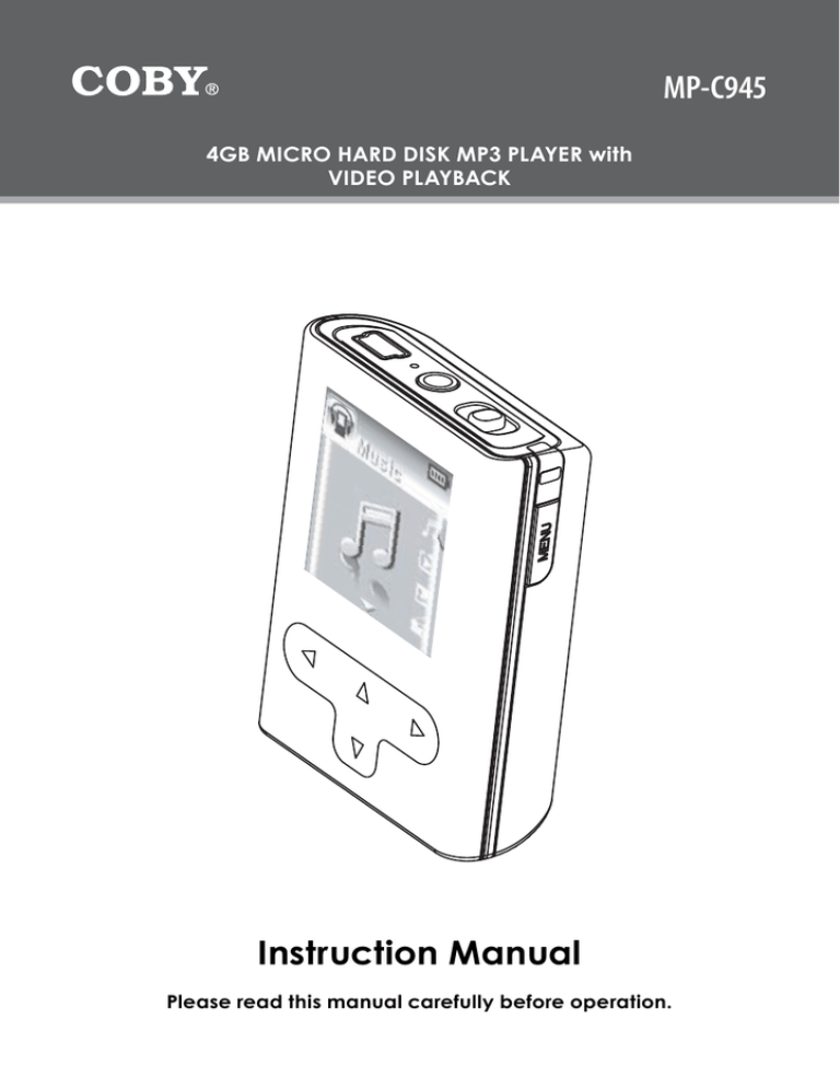 Coby MP-C945 User manual Coby MP-C945 User manual