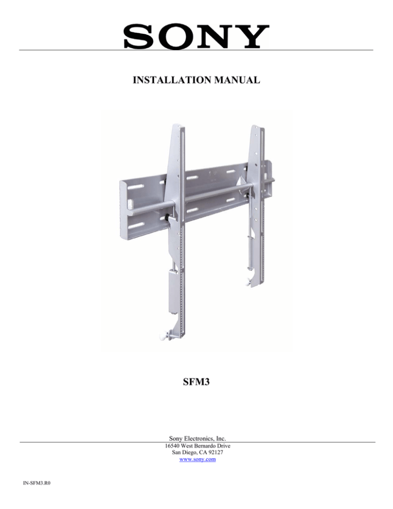 Sony SFM3 Installation Manual Sony SFM3 Installation Manual