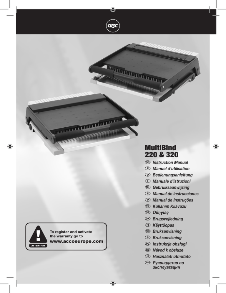 GBC MultiBind 320, IB271090 User manual GBC MultiBind 320, IB271090 User manual