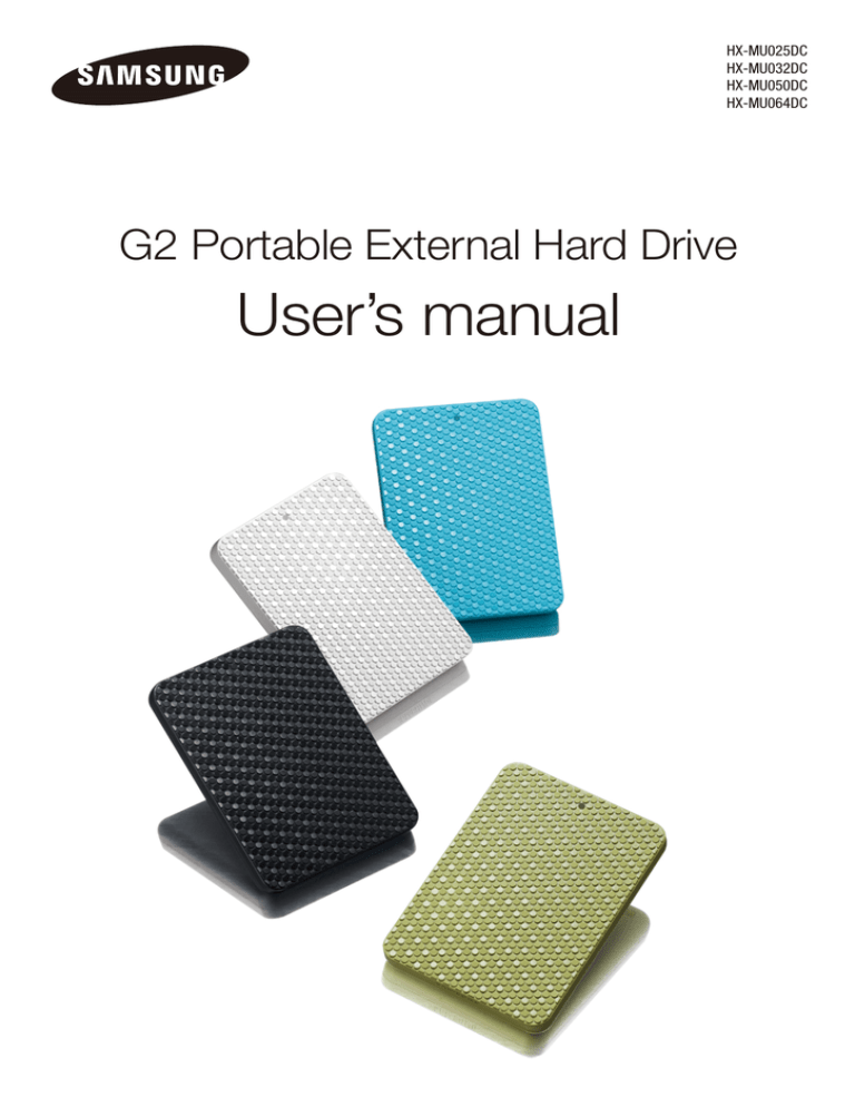 Samsung G2 Portable 750GB, G2 Portable 1TB User's manual Samsung G2 Portable 750GB, G2 Portable 1TB User's manual