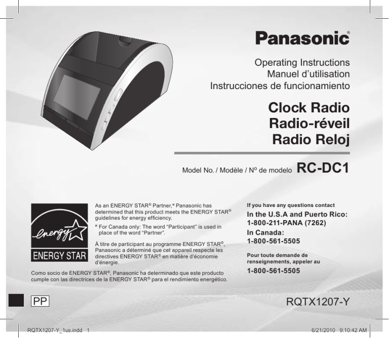 Panasonic RC-DC1EG-K Operating instructions Panasonic RC-DC1EG-K Operating instructions