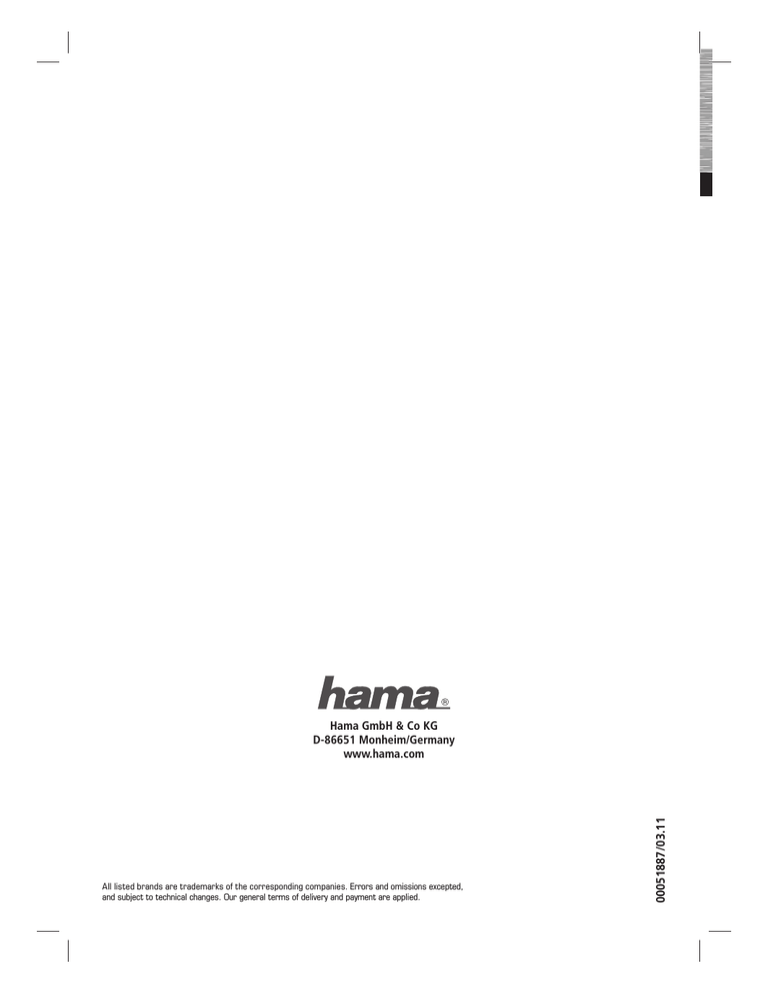 Hama 00051887 Operating instructions Hama 00051887 Operating instructions
