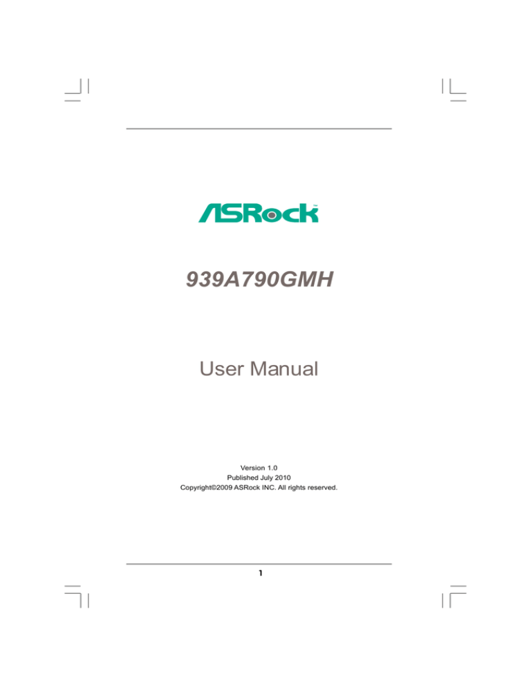 ASROCK 939A790GMH User manual ASROCK 939A790GMH User manual
