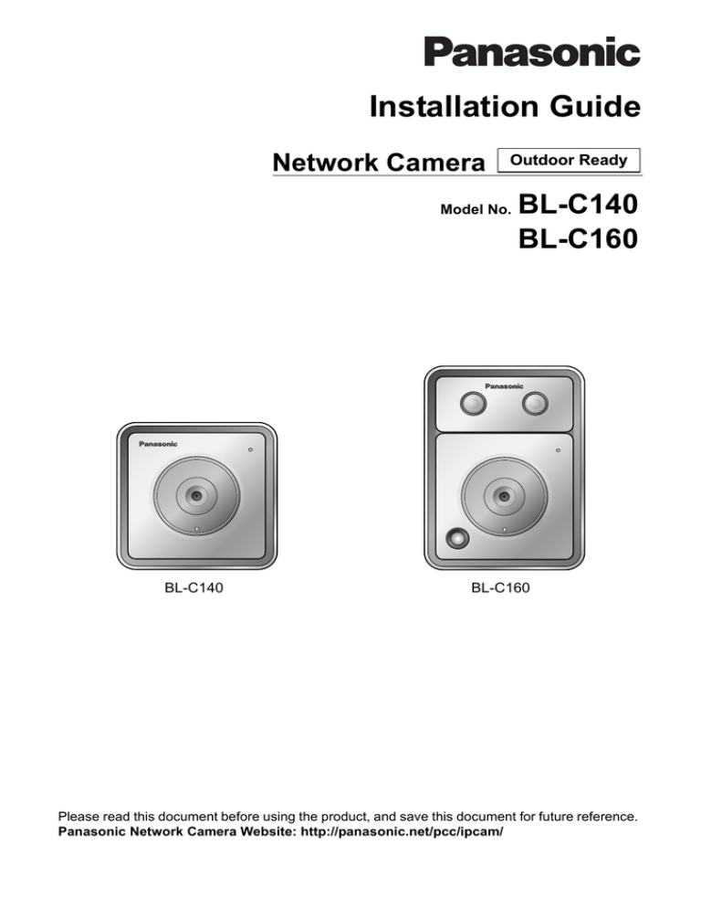 Panasonic BL-C140CE Installation guide Panasonic BL-C140CE Installation guide