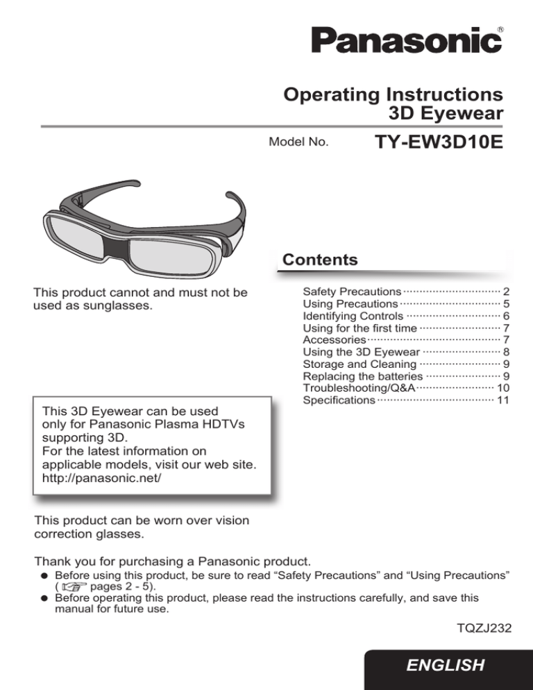 Panasonic TY-EW3D10, TY-EW3D10E, TYEW3D10E Operating instructions Panasonic TY-EW3D10, TY-EW3D10E, TYEW3D10E Operating instructions