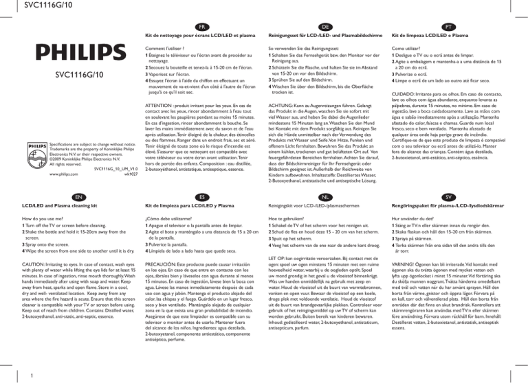Philips SVC1116G, SVC1116G/10 Specification Philips SVC1116G, SVC1116G/10 Specification