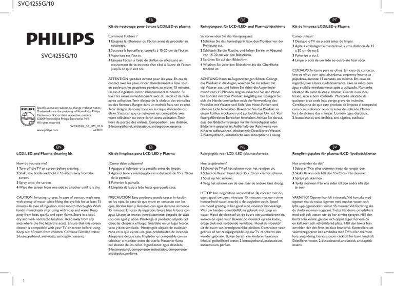 Philips SVC4255G/10 Specification Philips SVC4255G/10 Specification