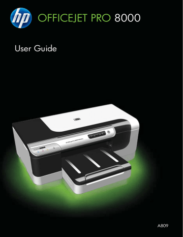 HP Officejet Pro 8000, Officejet Pro 8000 Printer series - A809 User guide HP Officejet Pro 8000, Officejet Pro 8000 Printer series - A809 User guide