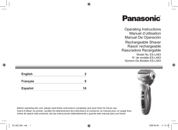 Panasonic ES-LA63-S Operating instructions Panasonic ES-LA63-S Operating instructions