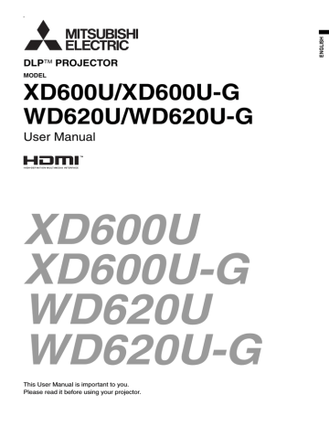 Mitsubishi Electric XD600U-G User manual Mitsubishi Electric XD600U-G User manual