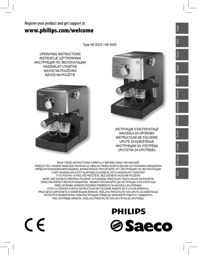 Philips HD8323, Class Operating instructions Philips HD8323, Class Operating instructions