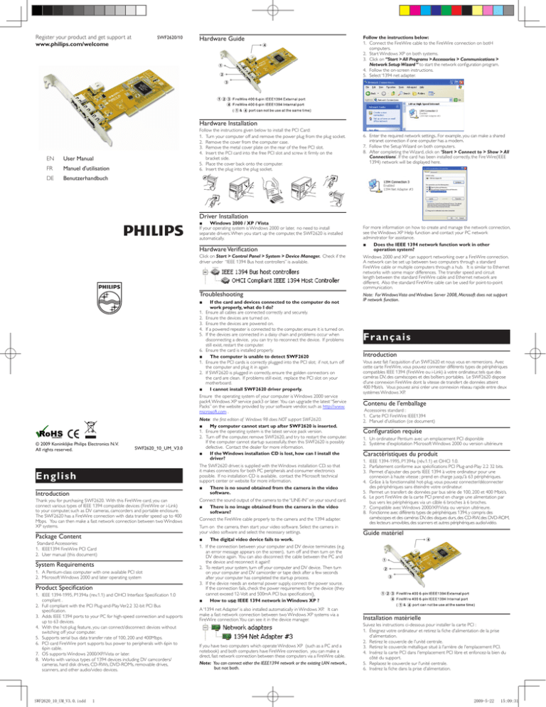 Philips SWF2620/10 User manual Philips SWF2620/10 User manual