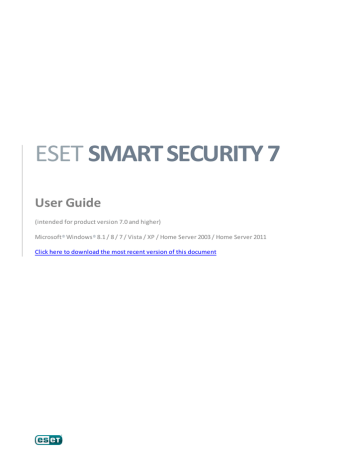 Eset Smart Security 7, ITA, 2U, 1Y User guide | Manualzz