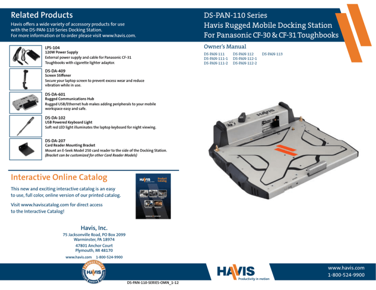 Havis DS-PAN-111, DS-PAN-112-1, DS-PAN-112, DS-PAN-112-2 Owner's manual Havis DS-PAN-111, DS-PAN-112-1, DS-PAN-112, DS-PAN-112-2 Owner's manual