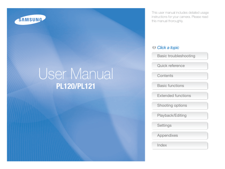 Samsung EC-PL121ZFDSE1, EC-PL121ZBDLE1, 120, EC-PL121ZBDBE1, EC-PL121ZBDPE1, EC-PL121ZBDSE1, PL120 User manual Samsung EC-PL121ZFDSE1, EC-PL121ZBDLE1, 120, EC-PL121ZBDBE1, EC-PL121ZBDPE1, EC-PL121ZBDSE1, PL120 User manual
