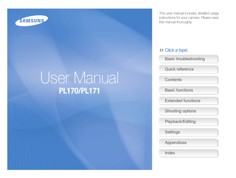 Samsung 170, PL170, EC-PL170ZBPPGB, EC-PL170ZBPSGB, EC-PL170ZFPSE2, EC-PL170ZFPPE2, EC-PL170ZBPBGB, EC-PL170ZBPBE1, EC-PL170ZBPLE1, EC-PL170ZBPPE1 User manual Samsung 170, PL170, EC-PL170ZBPPGB, EC-PL170ZBPSGB, EC-PL170ZFPSE2, EC-PL170ZFPPE2, EC-PL170ZBPBGB, EC-PL170ZBPBE1, EC-PL170ZBPLE1, EC-PL170ZBPPE1 User manual