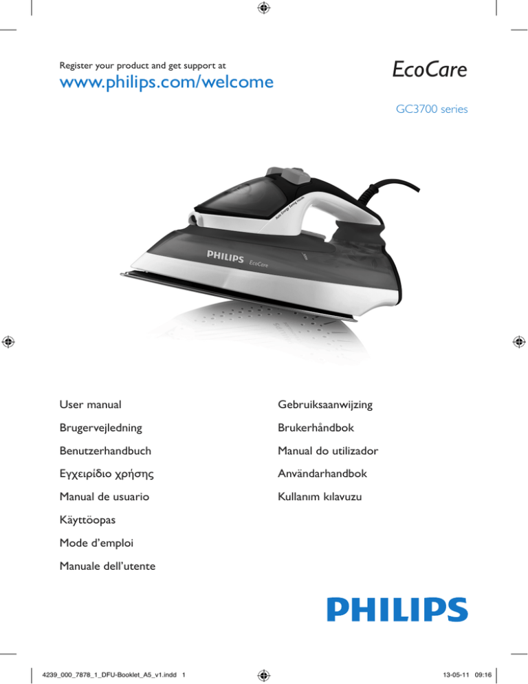 Philips GC3760/32, GC3720/32, EcoCare, GC3740/02, GC3760/07, GC3730/07, GC3721/02, GC3730/02, GC3720/02, GC3760/02 User manual Philips GC3760/32, GC3720/32, EcoCare, GC3740/02, GC3760/07, GC3730/07, GC3721/02, GC3730/02, GC3720/02, GC3760/02 User manual