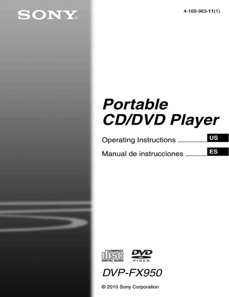 Sony DVP-FX950 Operating instructions Sony DVP-FX950 Operating instructions