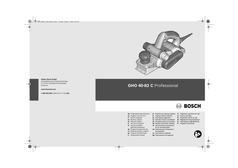 Bosch GHO 40-82 C Professional Operating instructions Bosch GHO 40-82 C Professional Operating instructions