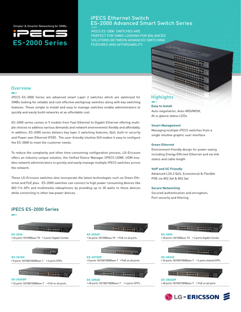 LG ES-2050, ES-2052GP, ES-2052G Specification LG ES-2050, ES-2052GP, ES-2052G Specification