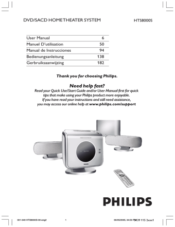 Philips HTS8000S, HTS8000S/01 User manual Philips HTS8000S, HTS8000S/01 User manual