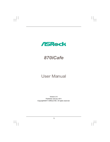 2.3 Installation of Memory Modules (DIMM). ASROCK 870iCafe, 870iCafe R2.0 | Manualzz